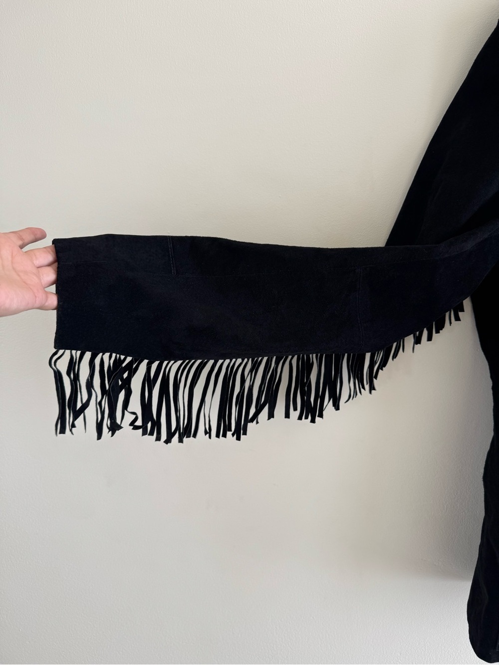 Denim&Co Black Suede Fringe Jacket - Picture 2 of 6